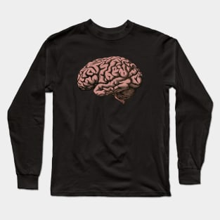 Retro Style Brain Illustration, Pop Art Long Sleeve T-Shirt